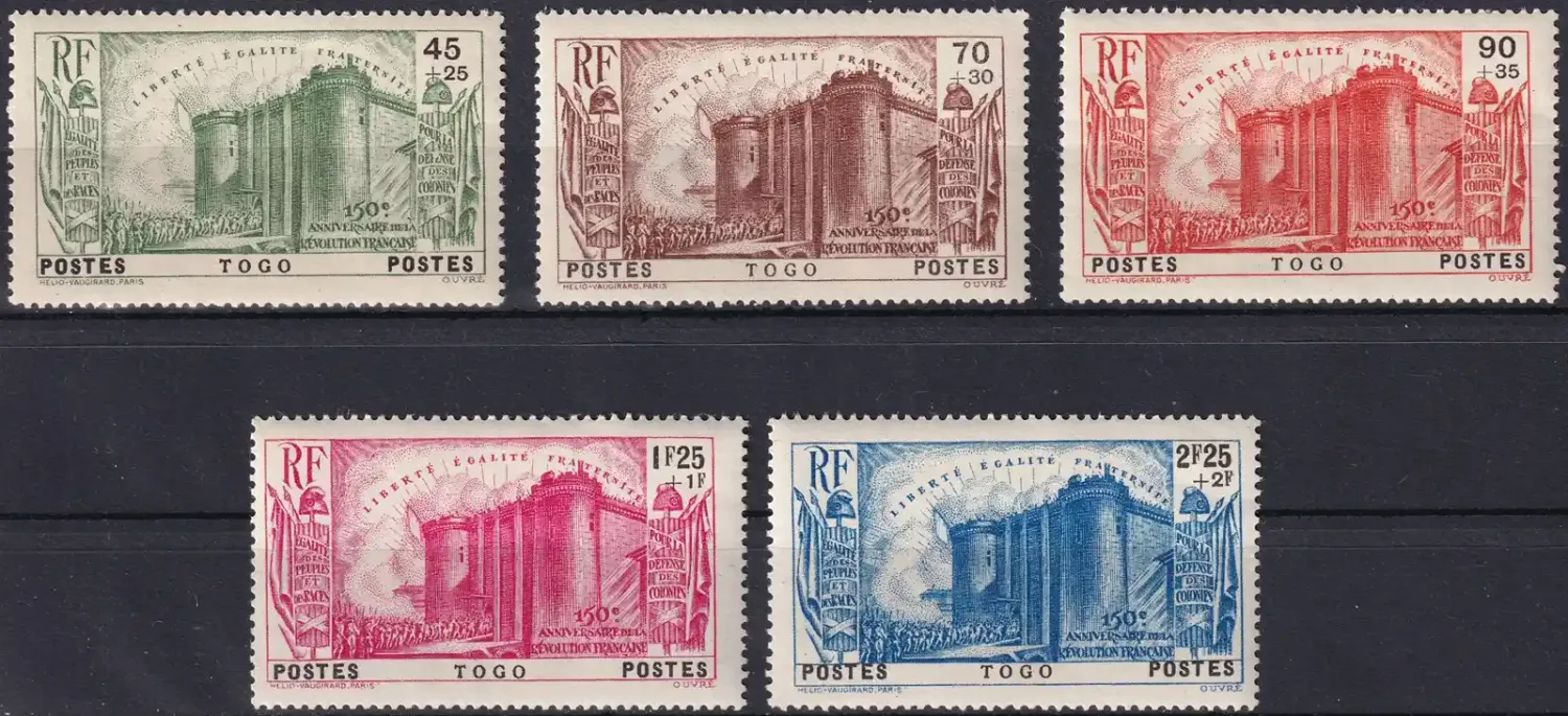 Togo 1939 The 150th Anniv of the French Revolution (5v). Very Fine MH(*) Togo 1939 The 150th Anniv of the French Revolution (5v). Very Fine MH(*)