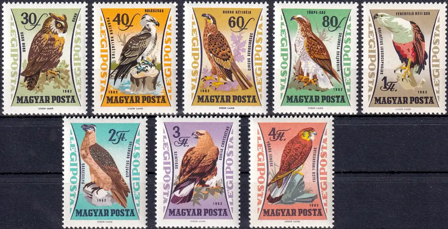 Hungary 1962 The 65th Anniv of the Agricultural Museum - Birds of Prey (8v). MNH(**) Hungary 1962 The 65th Anniv of the Agricultural Museum - Birds of Prey (8v). MNH(**)