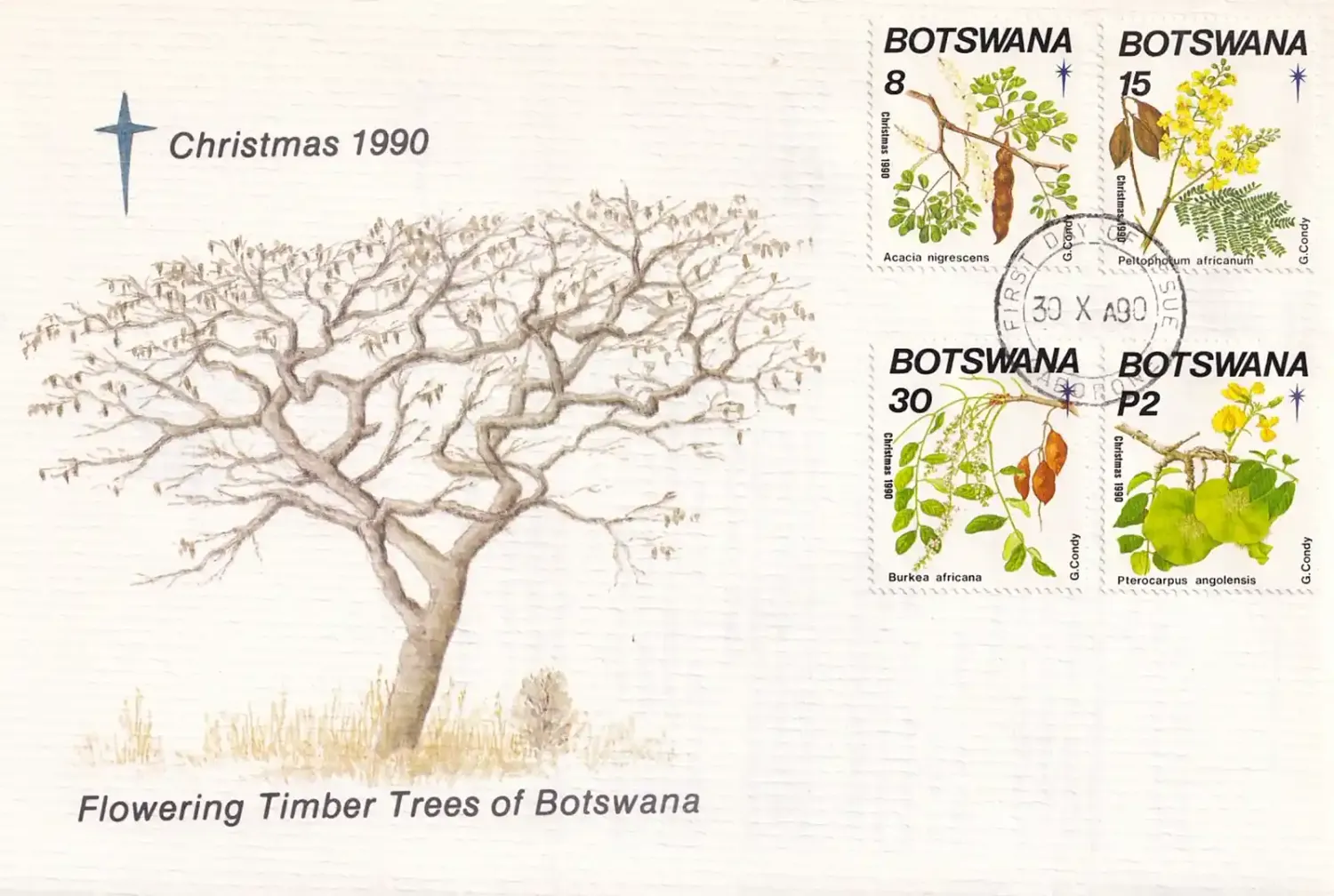 Botswana 1990 Christmas/Flowering Trees-FDC