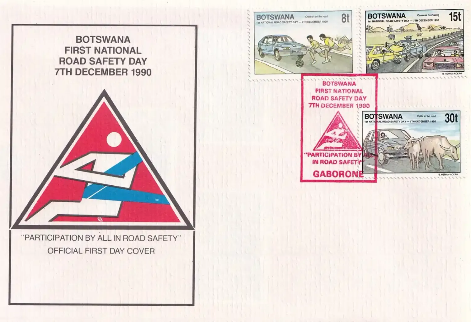 Botswana 1990 Road Safety Day-FDC Botswana 1990 Road Safety Day-FDC