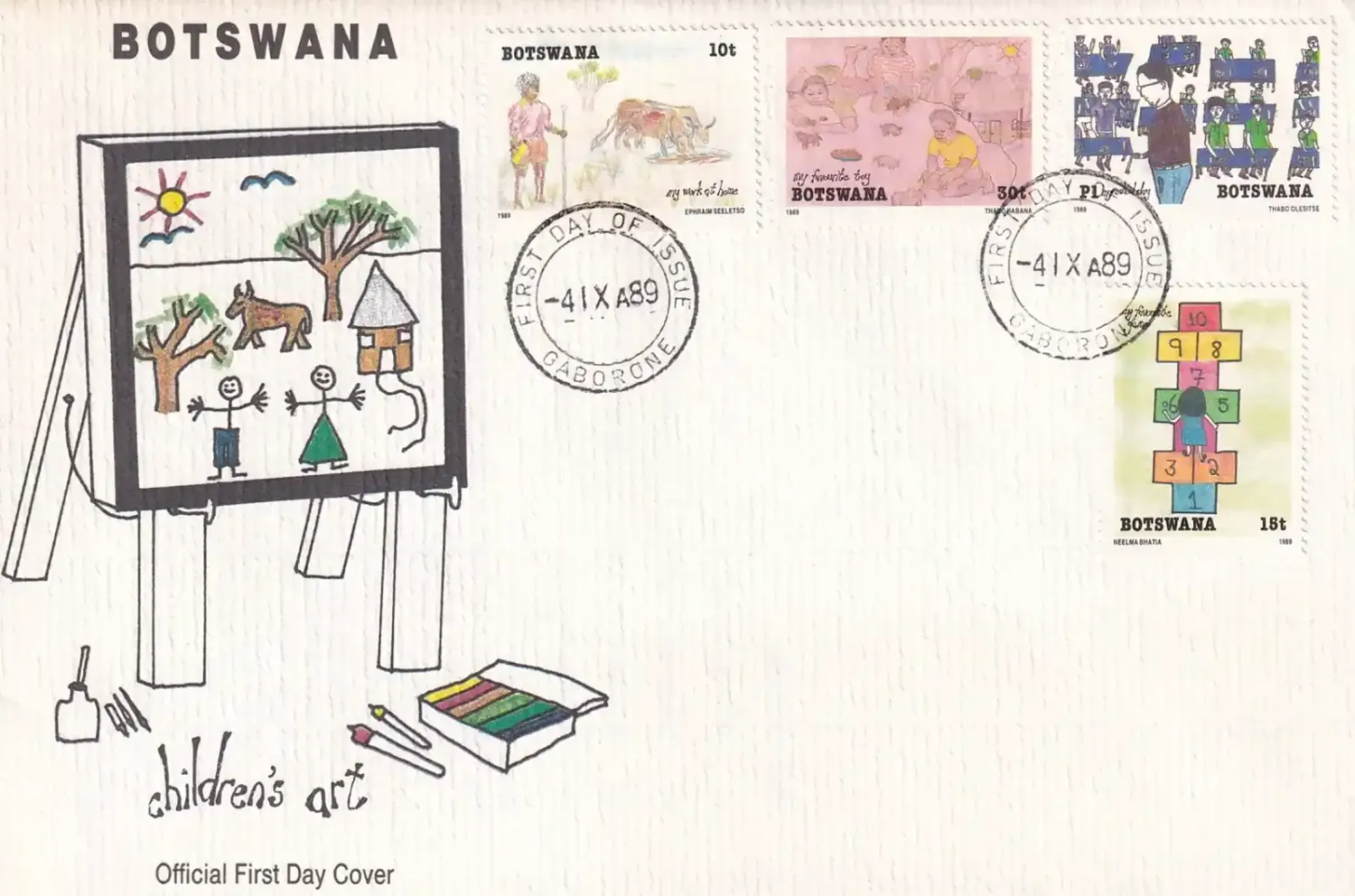 Botswana 1989 Children's Paintings-FDC Botswana 1989 Children's Paintings-FDC