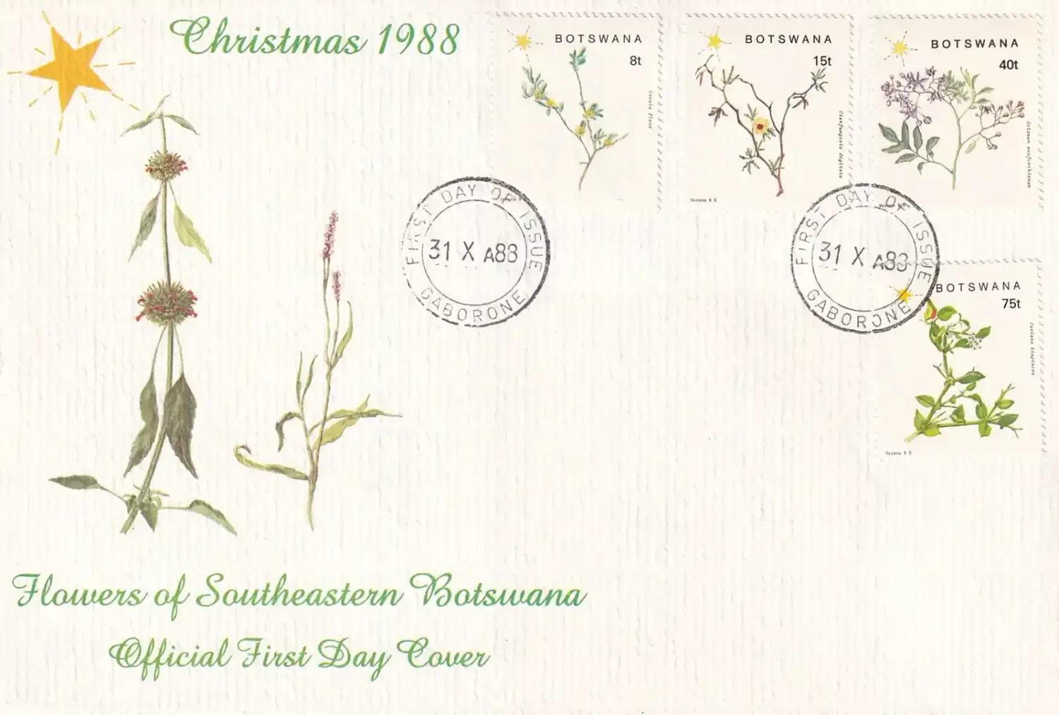 Botswana 1988 Christmas/Flowering Plants-FDC