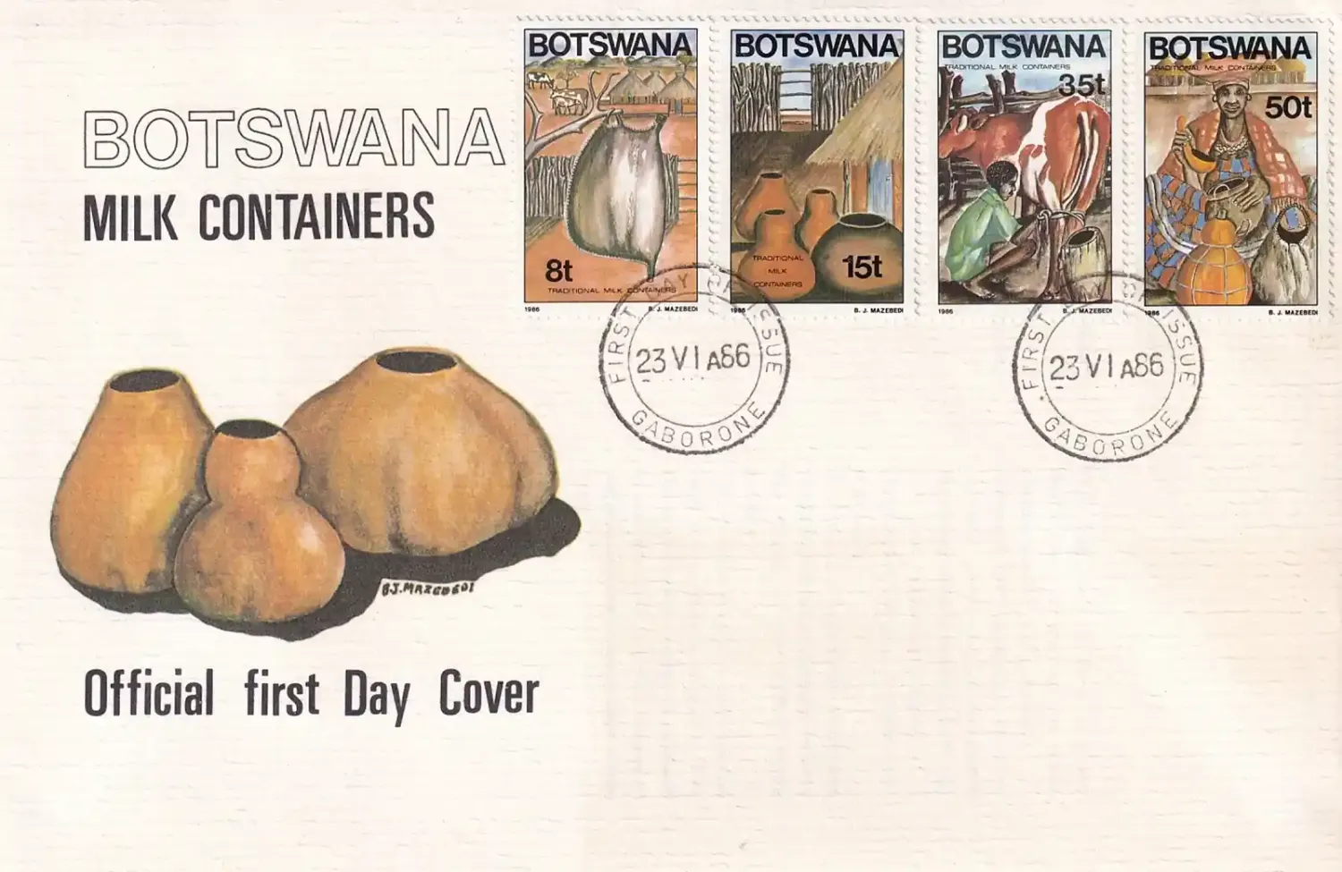 Botswana 1986 Milk Containers-FDC