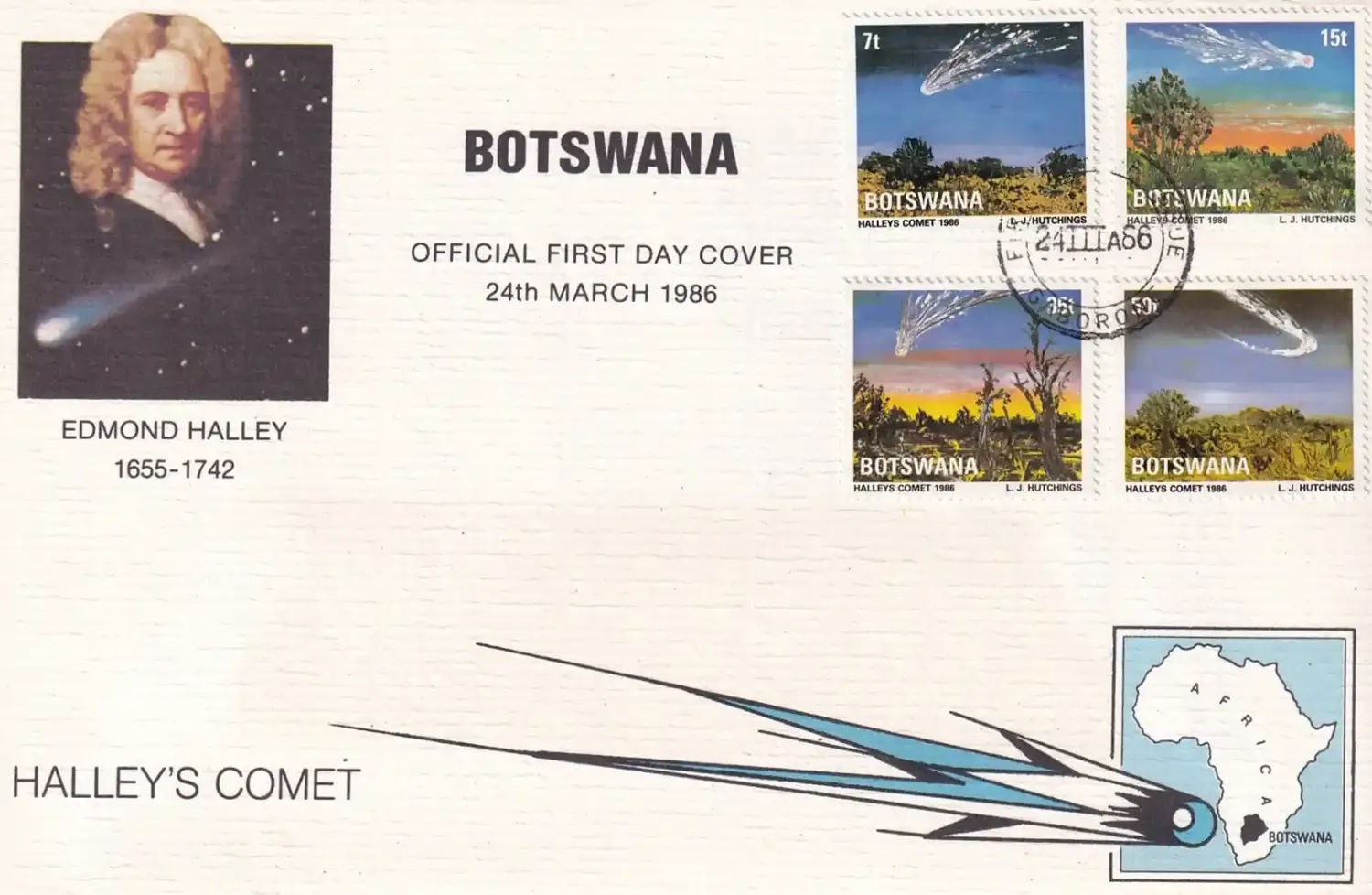 Botswana 1986 Halley's Comet-FDC Botswana 1986 Halley's Comet-FDC