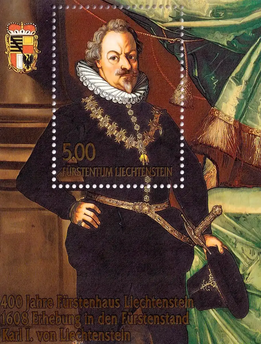 Liechtenstein 2008 The 400th Anniv of the Princely House of Liechtenstein (ss/1v). MNH(**) Liechtenstein 2008 The 400th Anniv of the Princely House of Liechtenstein (ss/1v). MNH(**)