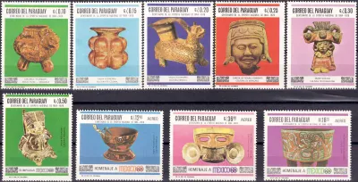 Paraguay 1967 Olympics, Mexico 1968. Mexican Art. (9v) MNH(**) Paraguay 1967 Olympics, Mexico 1968. Mexican Art. (9v) MNH(**)