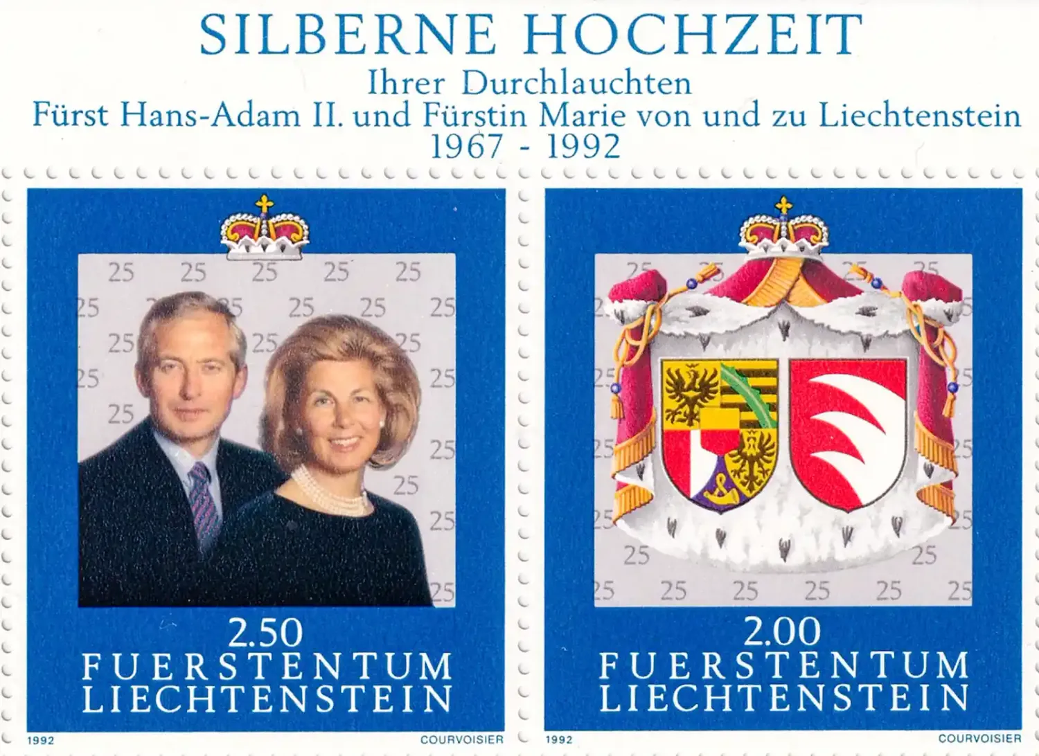 Liechtenstein 1992 Silver wedding (ss/1v). MNH(**) Liechtenstein 1992 Silver wedding (ss/1v). MNH(**)
