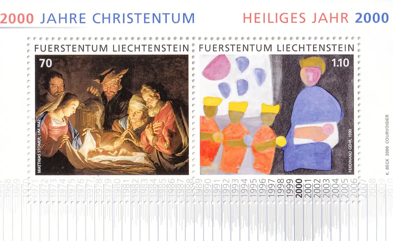 Liechtenstein 2000 Millennium, Art (ss/2v). MNH(**) Liechtenstein 2000 Millennium, Art (ss/2v). MNH(**)