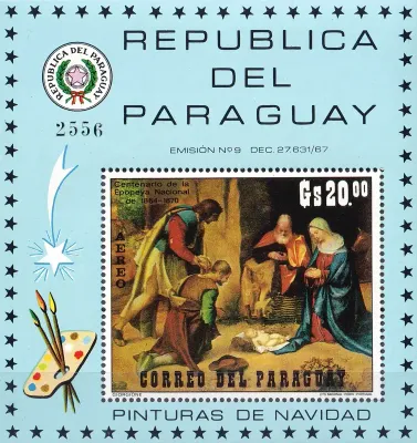 Paraguay 1971 Airmail - Christmas Paintings. (ss/1v) MNH(**) Paraguay 1971 Airmail - Christmas Paintings. (ss/1v) MNH(**)