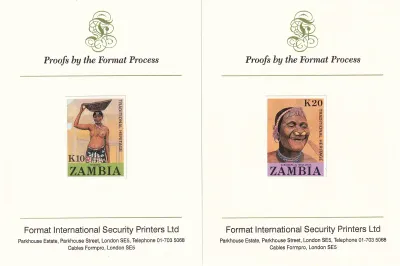 Zambia 1987 Local People (5v) "Proofs mounted on Format International Proof Cards". MNH(**)