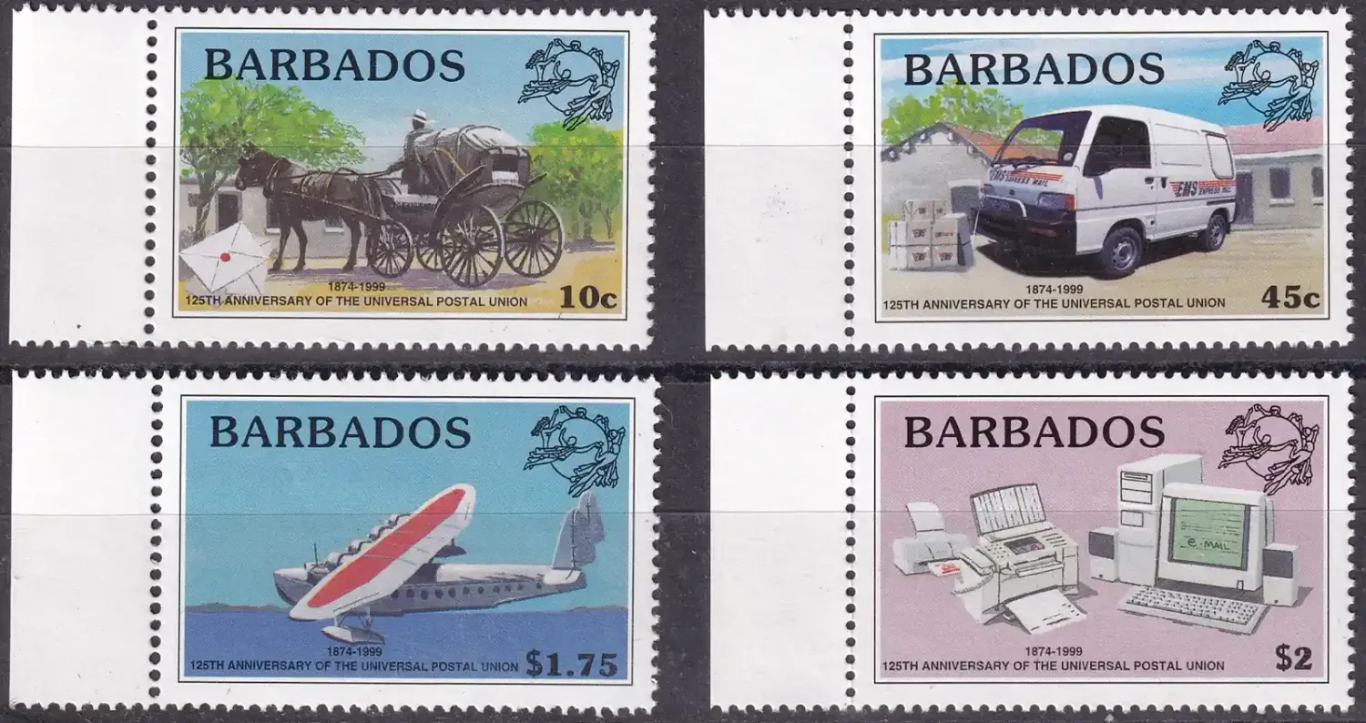 Barbados 1999 The 125th Anniversary of U.P.U. (4v). MNH(**) Barbados 1999 The 125th Anniversary of U.P.U. (4v). MNH(**)