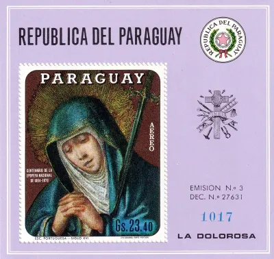 Paraguay 1970 Airmail - Easter - Stations of the Cross. (ss/1v) MNH(**) Paraguay 1970 Airmail - Easter - Stations of the Cross. (ss/1v) MNH(**)