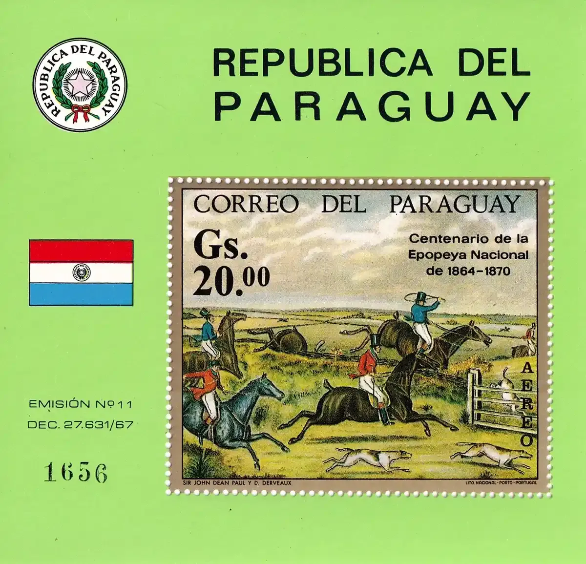 Paraguay 1971 Airmail - Paintings of Hunting Scenes (ss/1v) MNH(**) Paraguay 1971 Airmail - Paintings of Hunting Scenes (ss/1v) MNH(**)