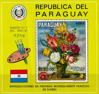 Paraguay 1970 Airmail - Flower Paintings (ss/1v) MNH(**) Paraguay 1970 Airmail - Flower Paintings (ss/1v) MNH(**)