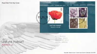 Great Britain 2008 Lest We Forget. FDC Great Britain 2008 Lest We Forget. FDC