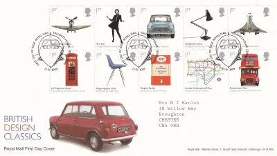 Great Britain 2009 British Design Classics: Cars, Airplane. FDC Great Britain 2009 British Design Classics: Cars, Airplane. FDC