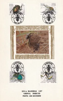 South West Africa 1987 Useful Insects. Limited Maxi Silk Cover South West Africa 1987 Useful Insects. Limited Maxi Silk Cover