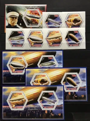 Chad 2014 Zeppelin / Aviation Sheets & Stamps. MNH(**) Chad 2014 Zeppelin / Aviation Sheets & Stamps. MNH(**)