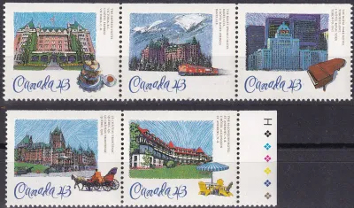 Canada 1993 Historic Hotels - Imperforated Top or Bottom (5v), MNH(**) Canada 1993 Historic Hotels - Imperforated Top or Bottom (5v), MNH(**)