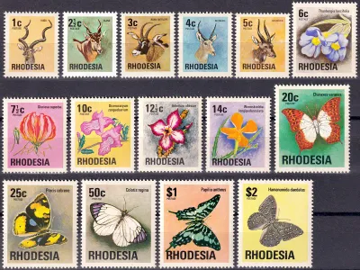 Rhodesia 1974 Antelopes, Flowers and Butterflies. MNH(**) Rhodesia 1974 Antelopes, Flowers and Butterflies. MNH(**)