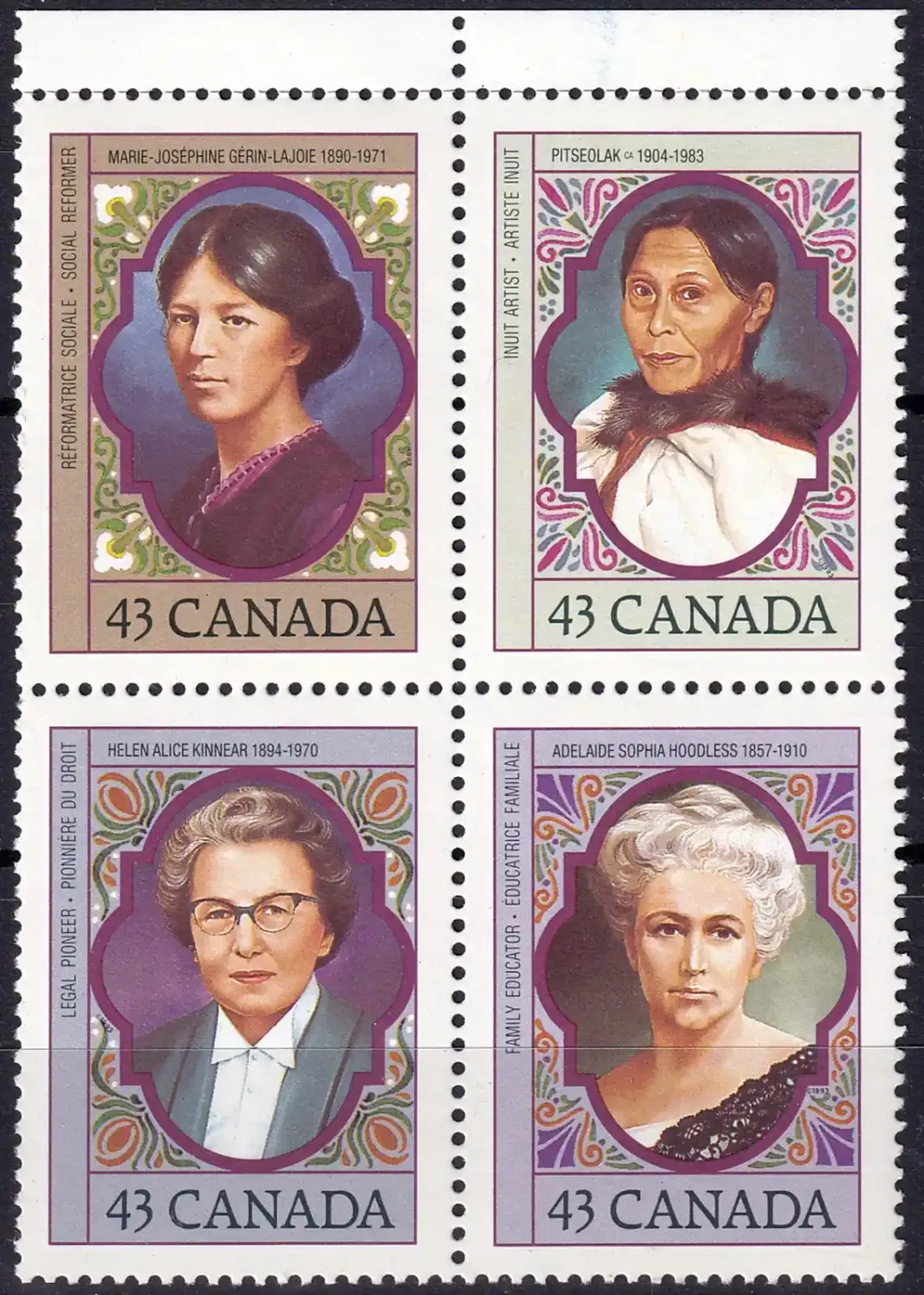 Canada 1993 Prominent Canadian Women (4v), MNH(**) Canada 1993 Prominent Canadian Women (4v), MNH(**)