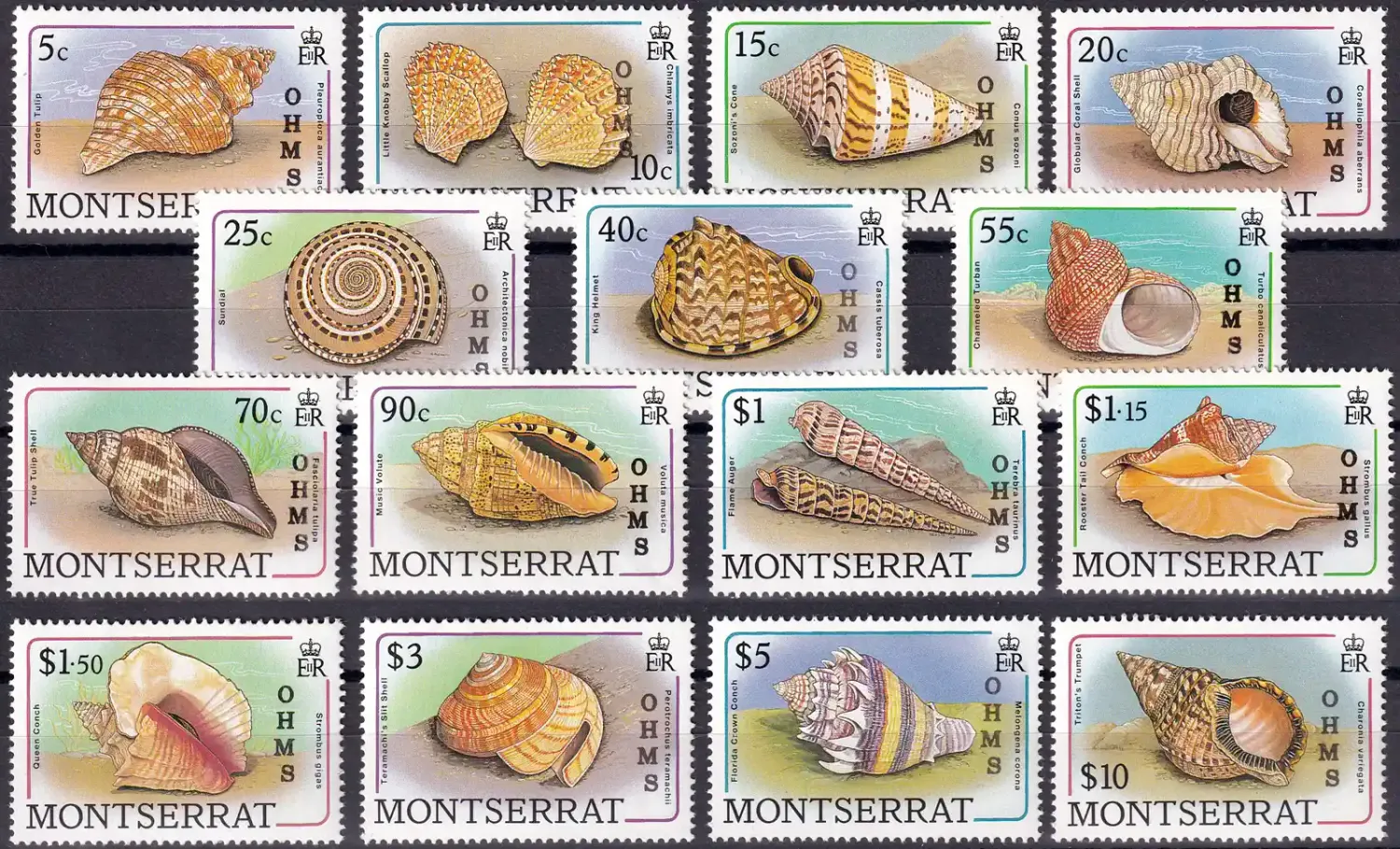 Montserrat 1989 Sea Shells - Postage Stamps of 1988 Overprinted "O.H.M.S." MNH(**) Montserrat 1989 Sea Shells - Postage Stamps of 1988 Overprinted "O.H.M.S." MNH(**)