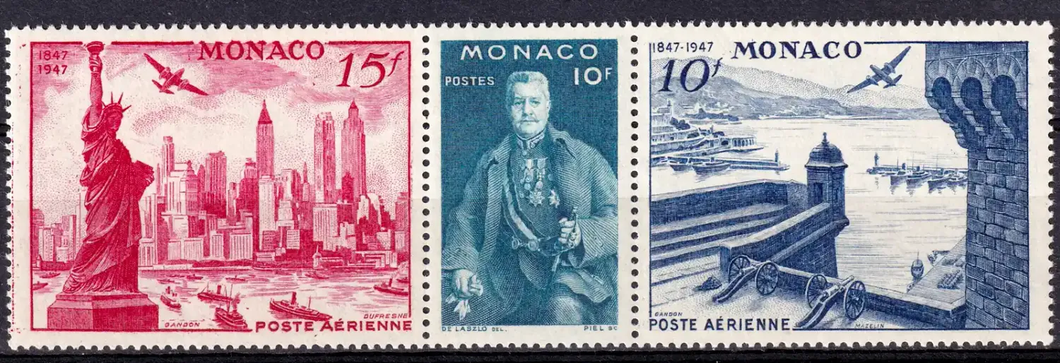 Monaco 1947 Airmail Int Stamp Exhibition - New York (3v)-MNH(**)