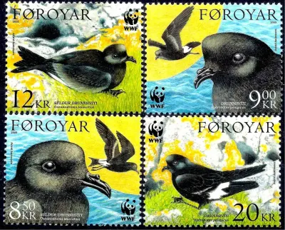 Faroe Islands 2005 WWF Storm Petrels Seabirds Nature Conservation (4v). MNH(**) Faroe Islands 2005 WWF Storm Petrels Seabirds Nature Conservation (4v). MNH(**)