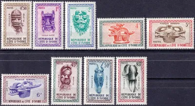Ivory Coast 1960 Native Masks (9v). LH(*)