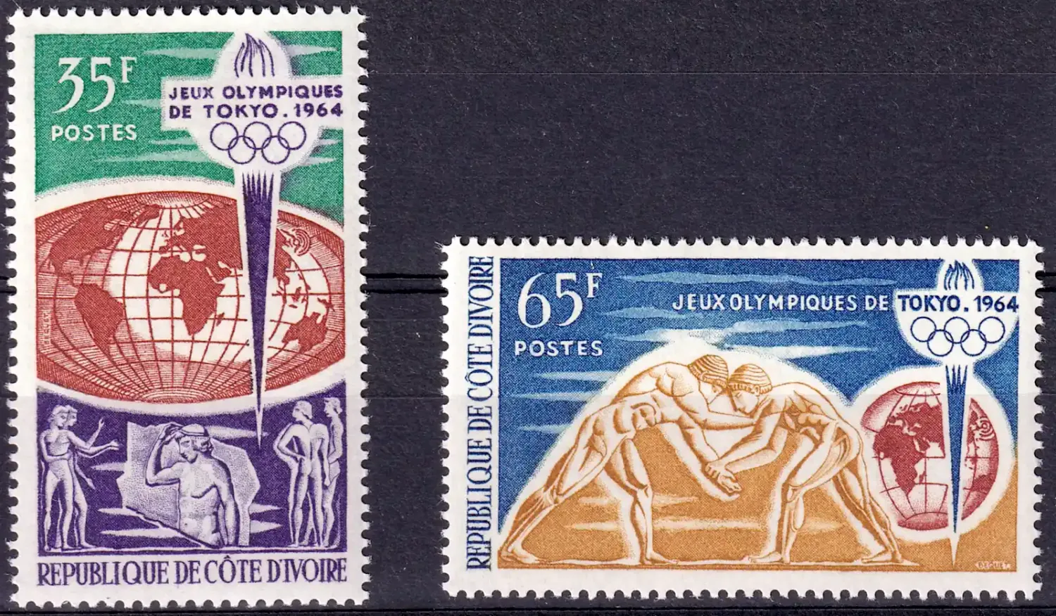 Ivory Coast 1964 Olympic Games - Tokyo, Japan (2v). MNH(**) Ivory Coast 1964 Olympic Games - Tokyo, Japan (2v). MNH(**)