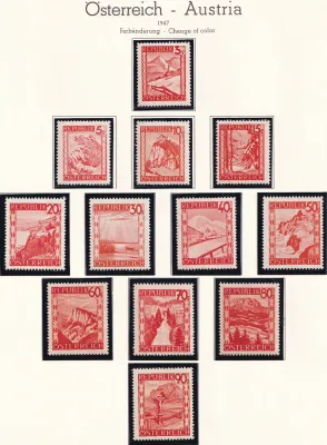 Austria 1947 Landscape Stamps of 1945-1947 in New Colors. MNH(**) Austria 1947 Landscape Stamps of 1945-1947 in New Colors. MNH(**)