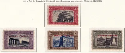 Italian Somaliland 1929 Italian Postage Stamps Overprinted in Red or Black. MNH (**) Italian Somaliland 1929 Italian Postage Stamps Overprinted in Red or Black. MNH (**)