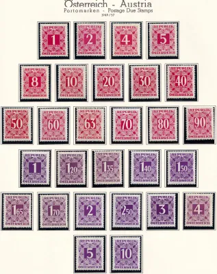 Austria 1949-1957 Numeral Stamps (Postage Due) - New Design. MNH(**) Austria 1949-1957 Numeral Stamps (Postage Due) - New Design. MNH(**)