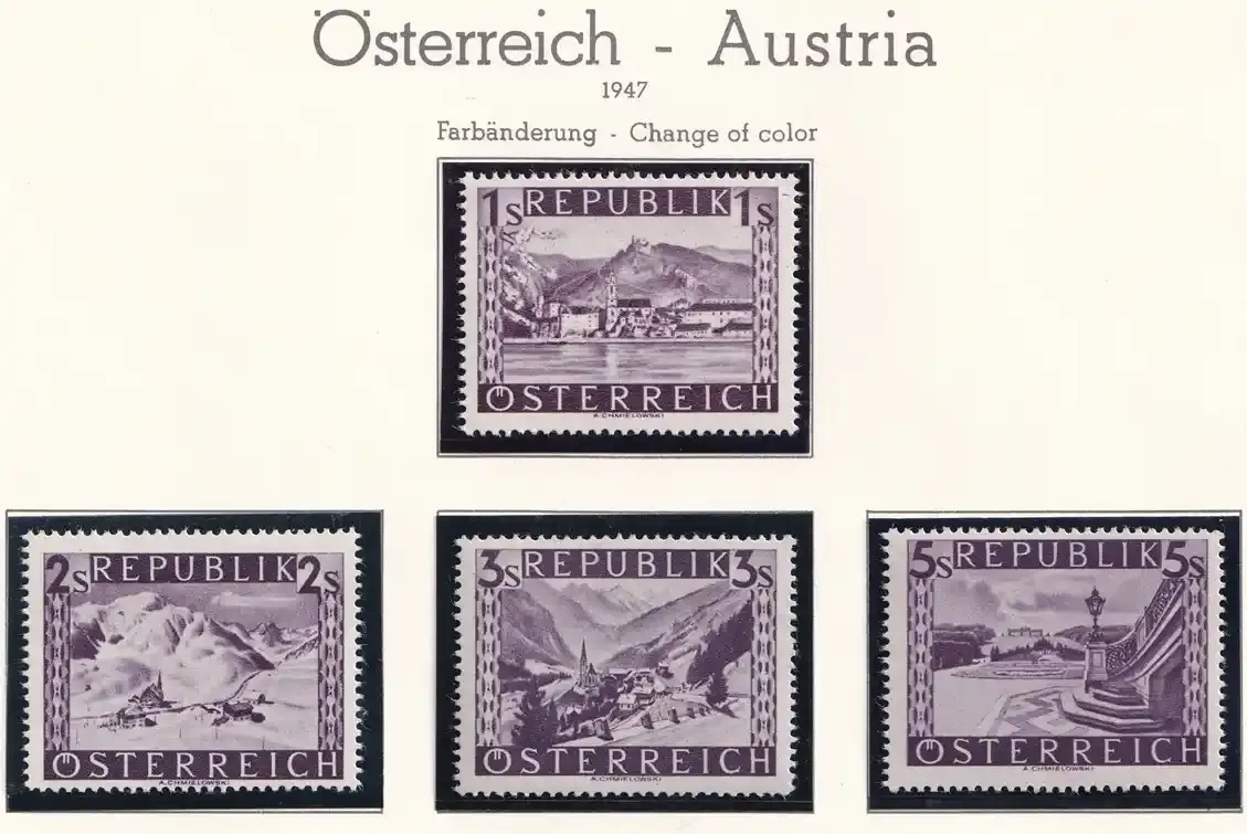 Austria 1947 Landscape Stamps of 1945-1947 in New Colors. MNH(**)