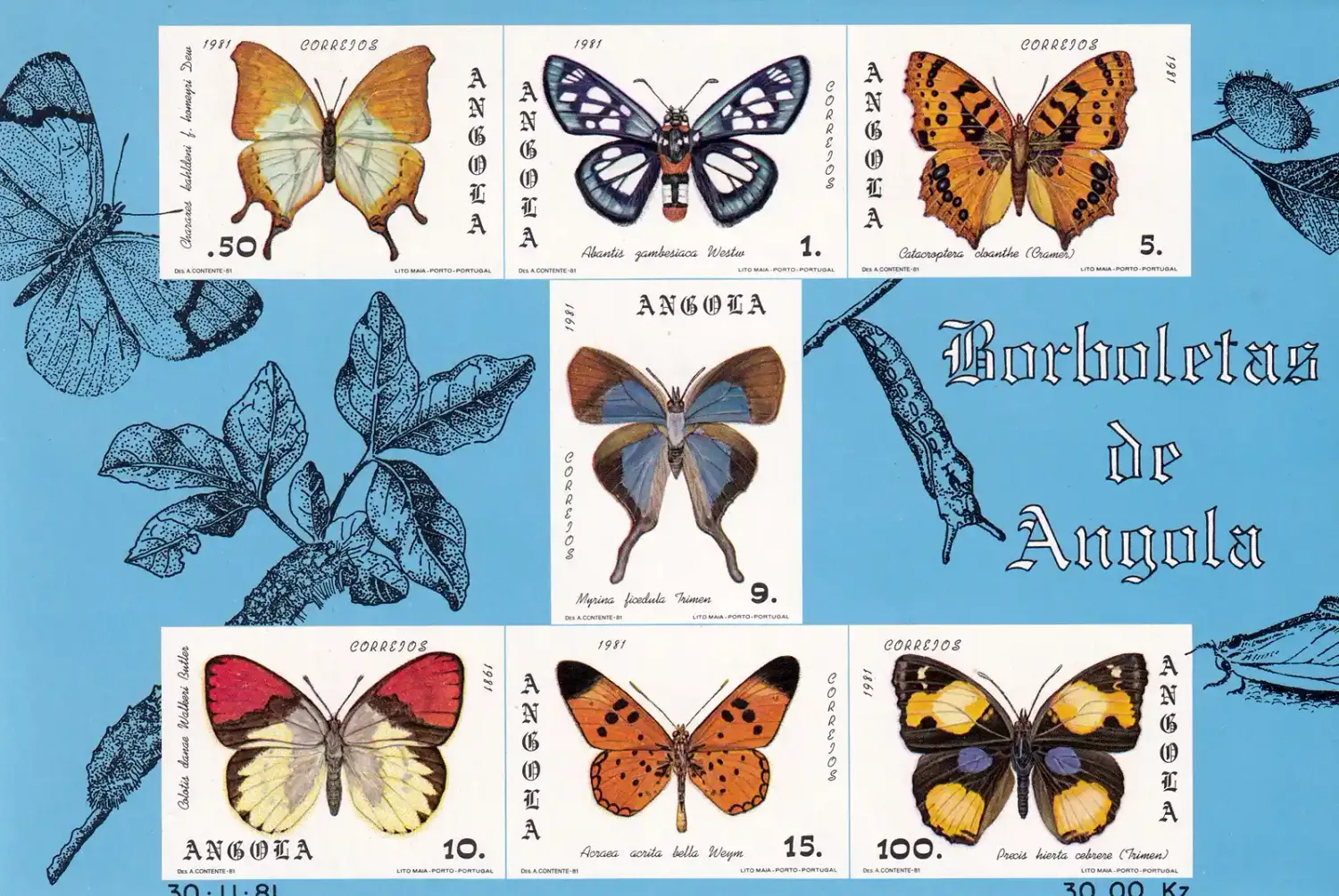 Angola 1982 Butterflies Imperf (ss/6v). MNH(**) Angola 1982 Butterflies Imperf (ss/6v). MNH(**)