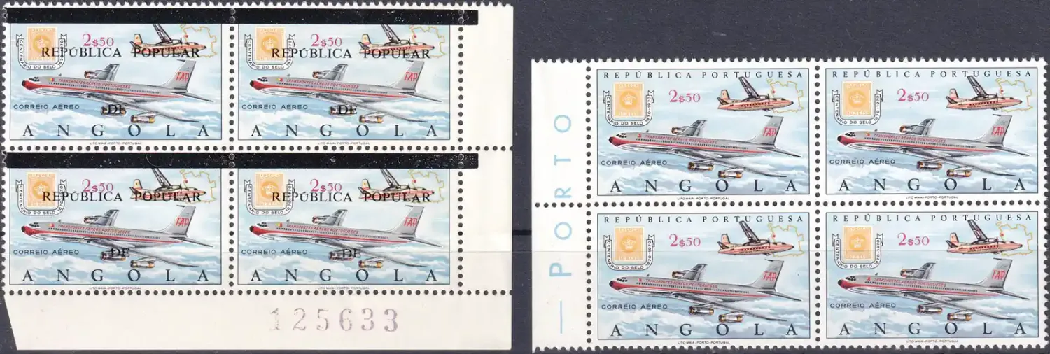 Angola 1970 Airmail - The 100th Anniv of Angolan Stamps + 1980 Overprinted "REPUBLICA POPULAR DE" MNH(**) Angola 1970 Airmail - The 100th Anniv of Angolan Stamps + 1980 Overprinted "REPUBLICA POPULAR DE" MNH(**)