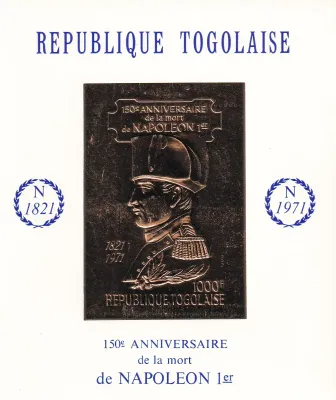 Togo 1971 The 150th Anniv of the Death of Napoleon I, 1769-1821. Gold Foil MNH(**) Togo 1971 The 150th Anniv of the Death of Napoleon I, 1769-1821. Gold Foil MNH(**)