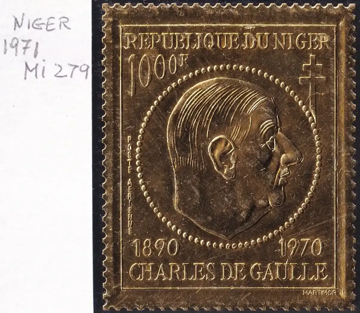 Nigeria 1971 Airmail - Charles de Gaulle Commemoration, 1890-1970. Gold Foil (1v). MNH(**) Nigeria 1971 Airmail - Charles de Gaulle Commemoration, 1890-1970. Gold Foil (1v). MNH(**)