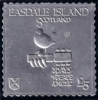 Easdale Island, Scotland £5 Peace &amp; Music. Silver Foil (1v) MNH(**)