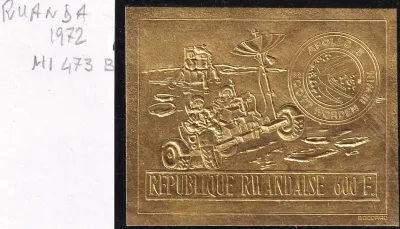 Rwanda 1972 Apollo 15 Gold Foil Imperf. MNH(**) Rwanda 1972 Apollo 15 Gold Foil Imperf. MNH(**)