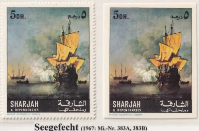 Sharjah 1967 Paintings: Ships, Perf & Imperf. MNH(**) Sharjah 1967 Paintings: Ships, Perf & Imperf. MNH(**)