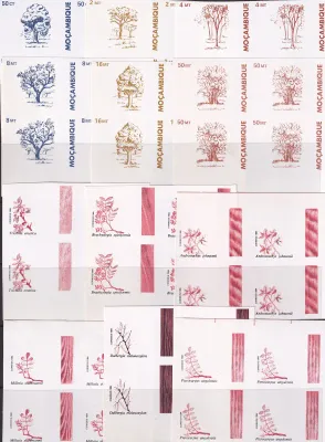 Mozambique 1984. Indigenous Trees. PROGRESSIVE PROOFS BLOCKS. MNH(**)