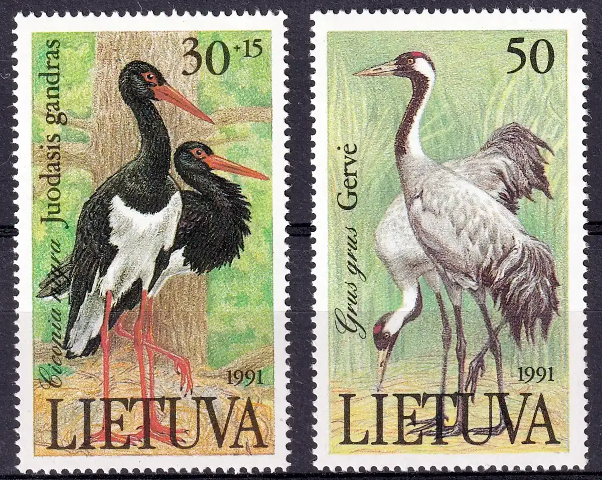 Lithuania 1991 Birds in the Red Book. (2v)-MNH(**) Lithuania 1991 Birds in the Red Book. (2v)-MNH(**)