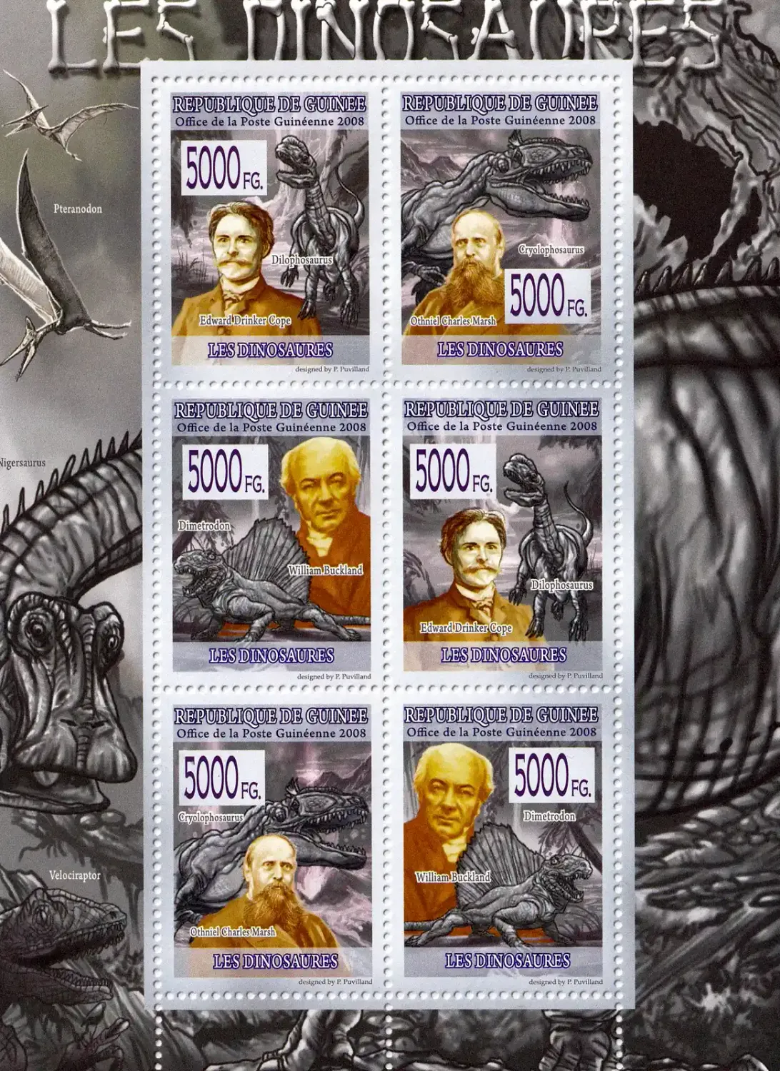 Guinea 2008 Fauna - Dinosaurs (ss/6v). MNH(**) Guinea 2008 Fauna - Dinosaurs (ss/6v). MNH(**)