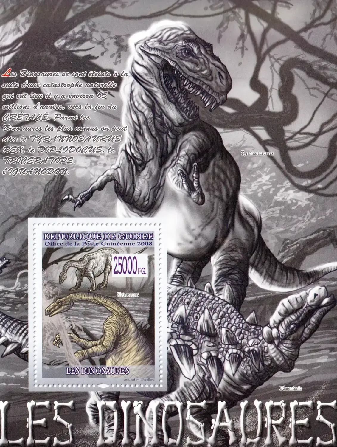 Guinea 2008 Fauna - Dinosaurs (ss/1v). MNH(**) Guinea 2008 Fauna - Dinosaurs (ss/1v). MNH(**)