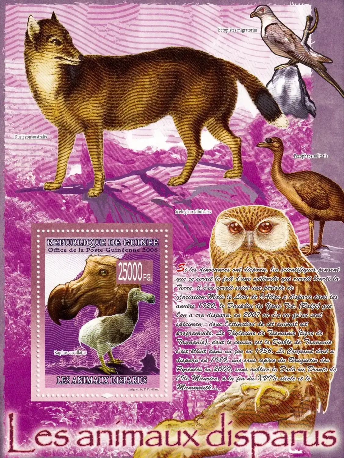 Guinea 2008 Fauna - Extinct Animals, Mammals. (ss/1v). MNH(**) Guinea 2008 Fauna - Extinct Animals, Mammals. (ss/1v). MNH(**)