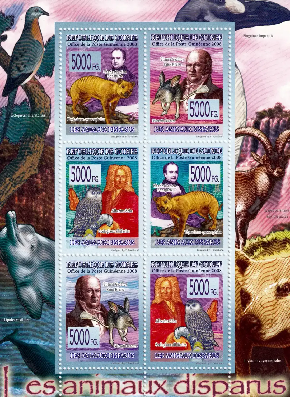 Guinea 2008 Fauna - Extinct Animals, Mammals. (ss/6v). MNH(**) Guinea 2008 Fauna - Extinct Animals, Mammals. (ss/6v). MNH(**)