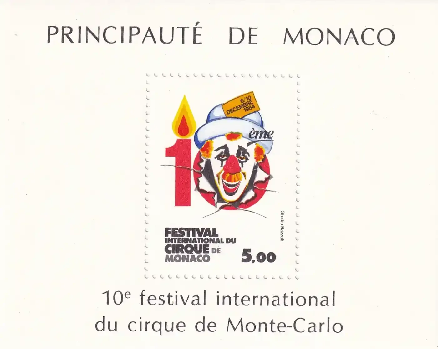 Monaco 1984 The 10th International Circus Festival, Monaco (ss/1v)-MNH(**) Monaco 1984 The 10th International Circus Festival, Monaco (ss/1v)-MNH(**)