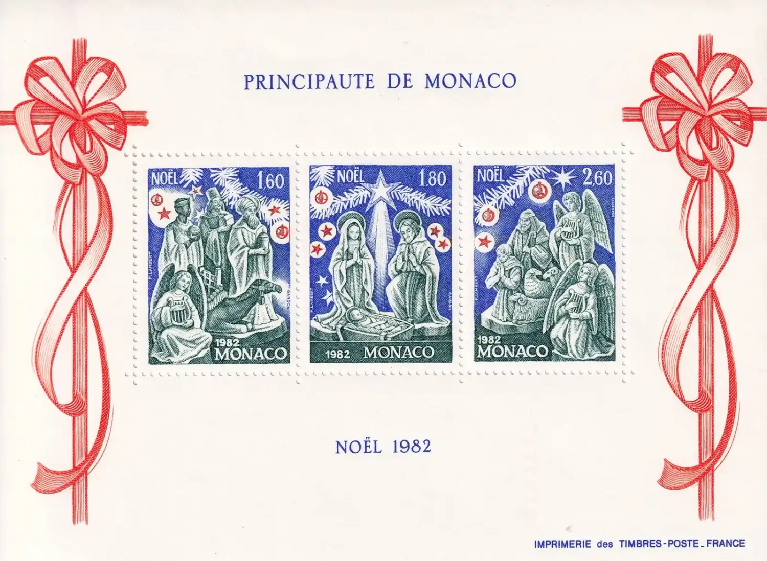 Monaco 1982 Christmas (ss/3v)-MNH(**) Monaco 1982 Christmas (ss/3v)-MNH(**)