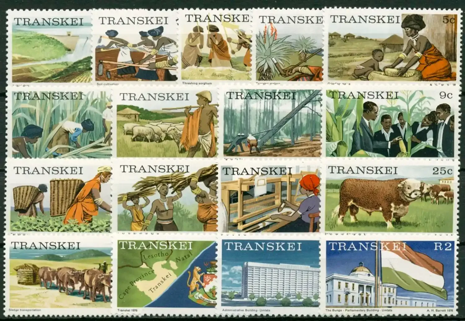 Transkei 1976 Agriculture Sheep Tea Millet Cattle (17v) MNH(**) Transkei 1976 Agriculture Sheep Tea Millet Cattle (17v) MNH(**)